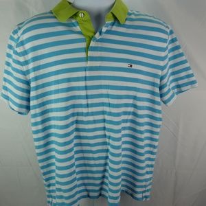 Tommy Hilfiger Polo Shirt Blue and White Stripes